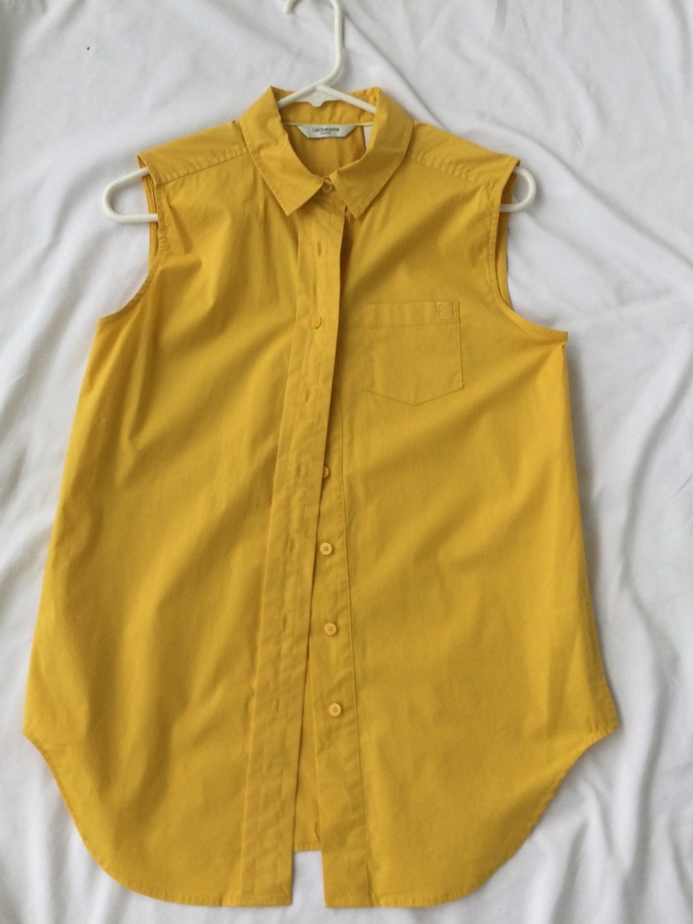 Liz Claiborne Sleeveless Gold T-Back Button Down Shirt, Size 8